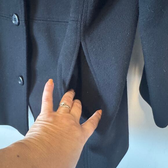 Alfred Dunner Wool Pea Coat 16 EUC Y2K 90s Classic Grandmacore Old Money Black - Picture 5 of 15